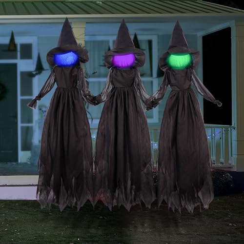 3pcs Halloween Hanging Ghost Decor with Broomstick H465
