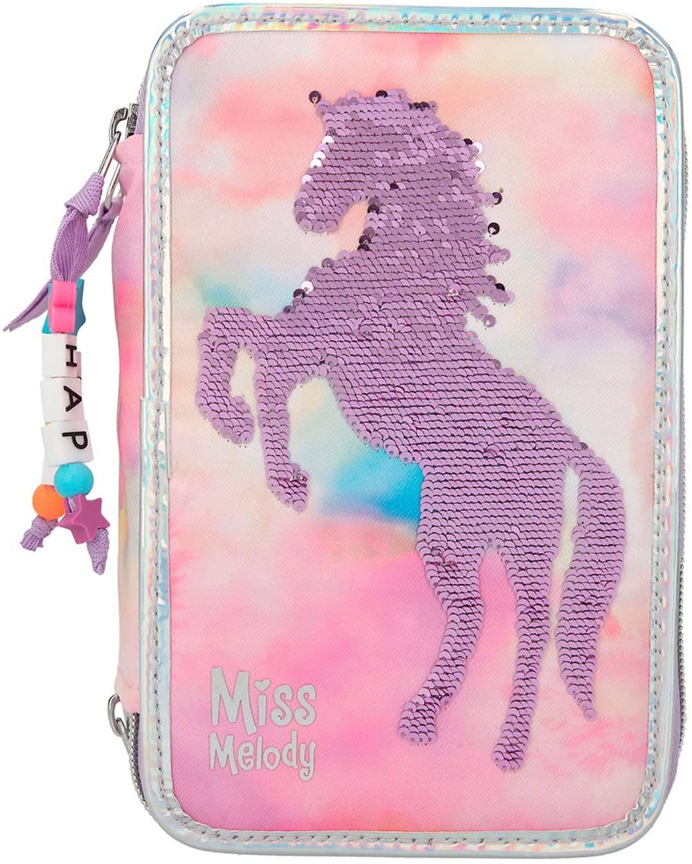 Pencil Case with 3 Zips and Pens, Pink Y615