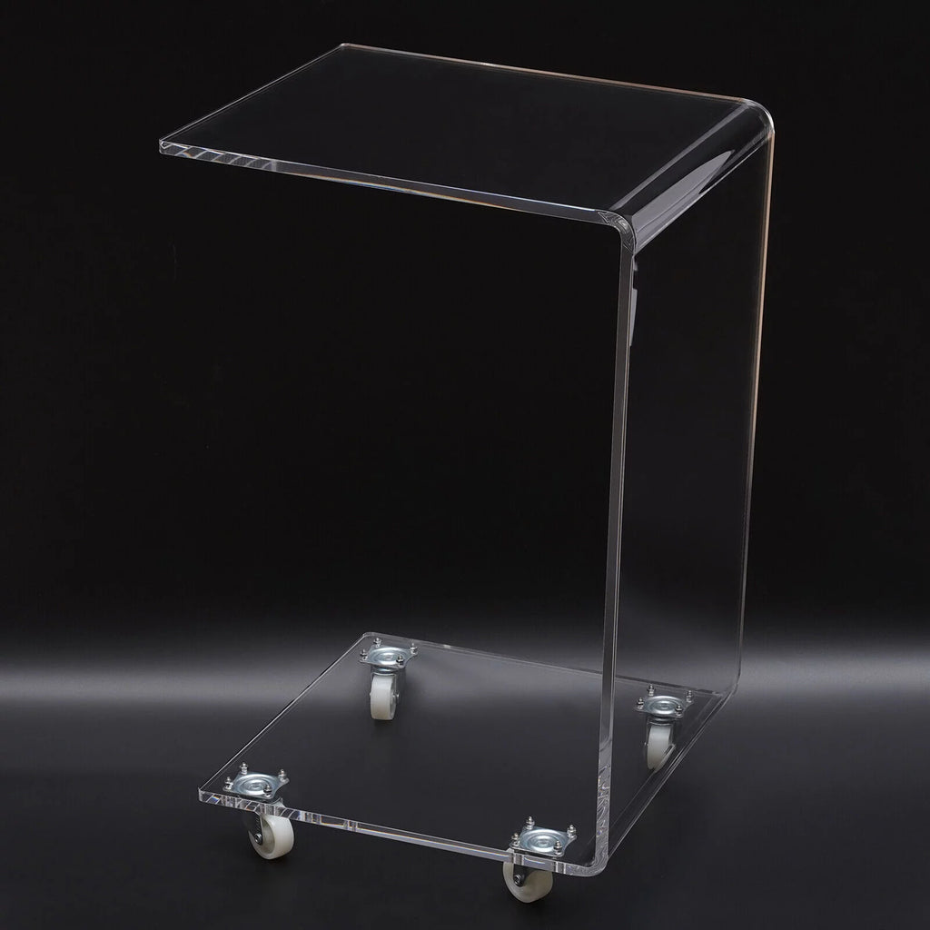 Clear Acrylic C-Shaped Bedside Table on Wheels N934452