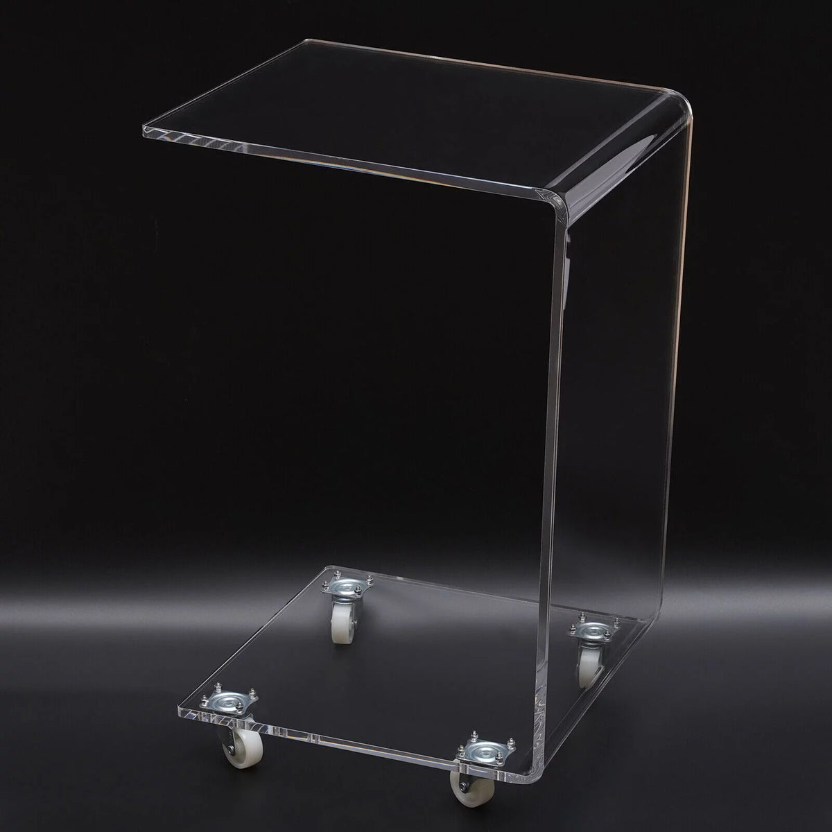 Clear Acrylic C-Shaped Bedside Table on Wheels N934452