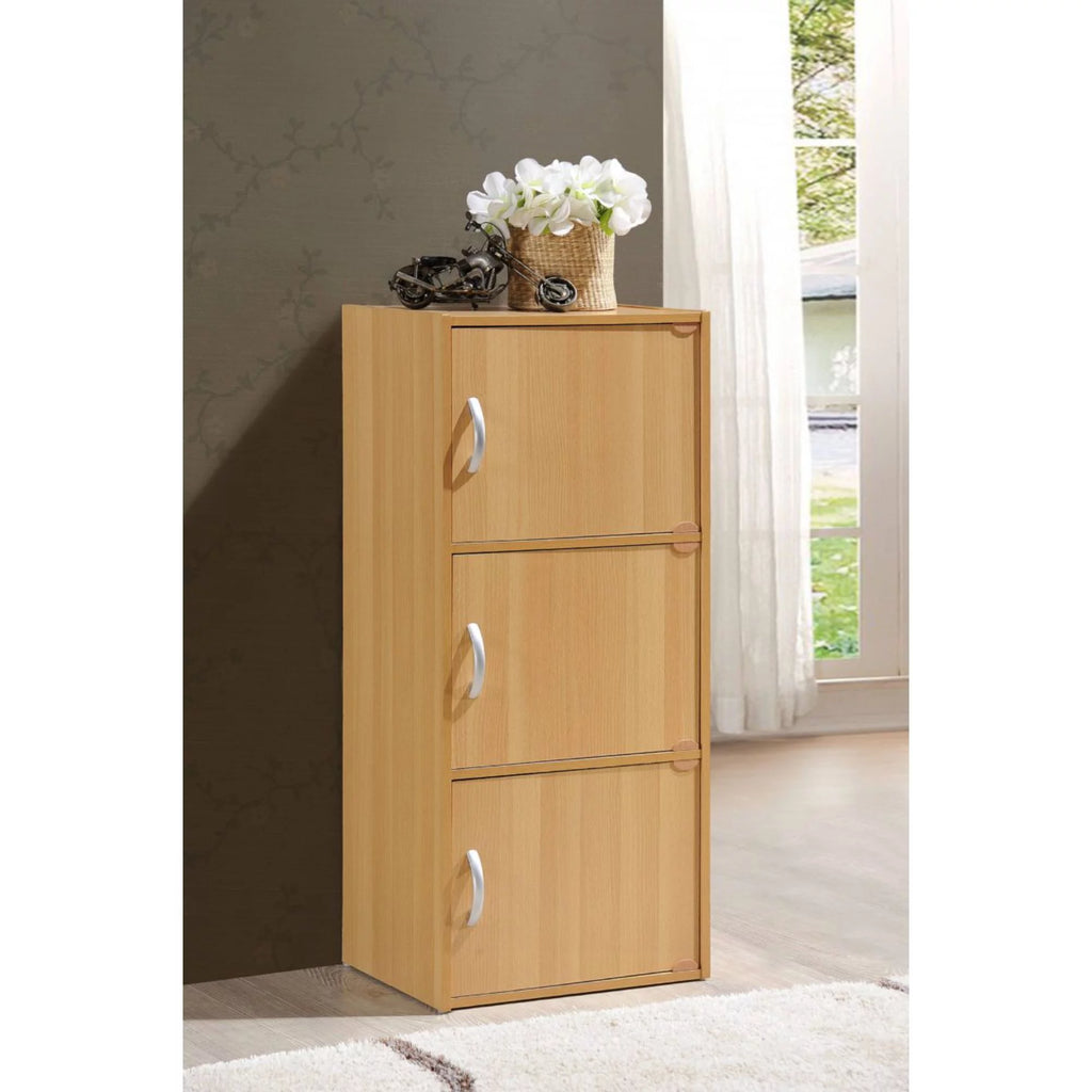 35.5" Beech Beige Bookcase with Shelves and Doors Z5037