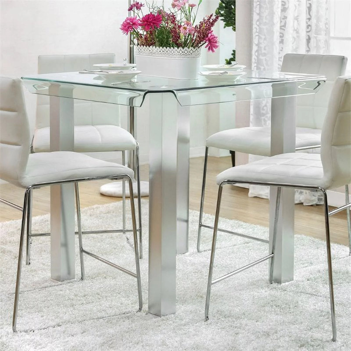 Glass Top Counter Height Dining Table Q90758