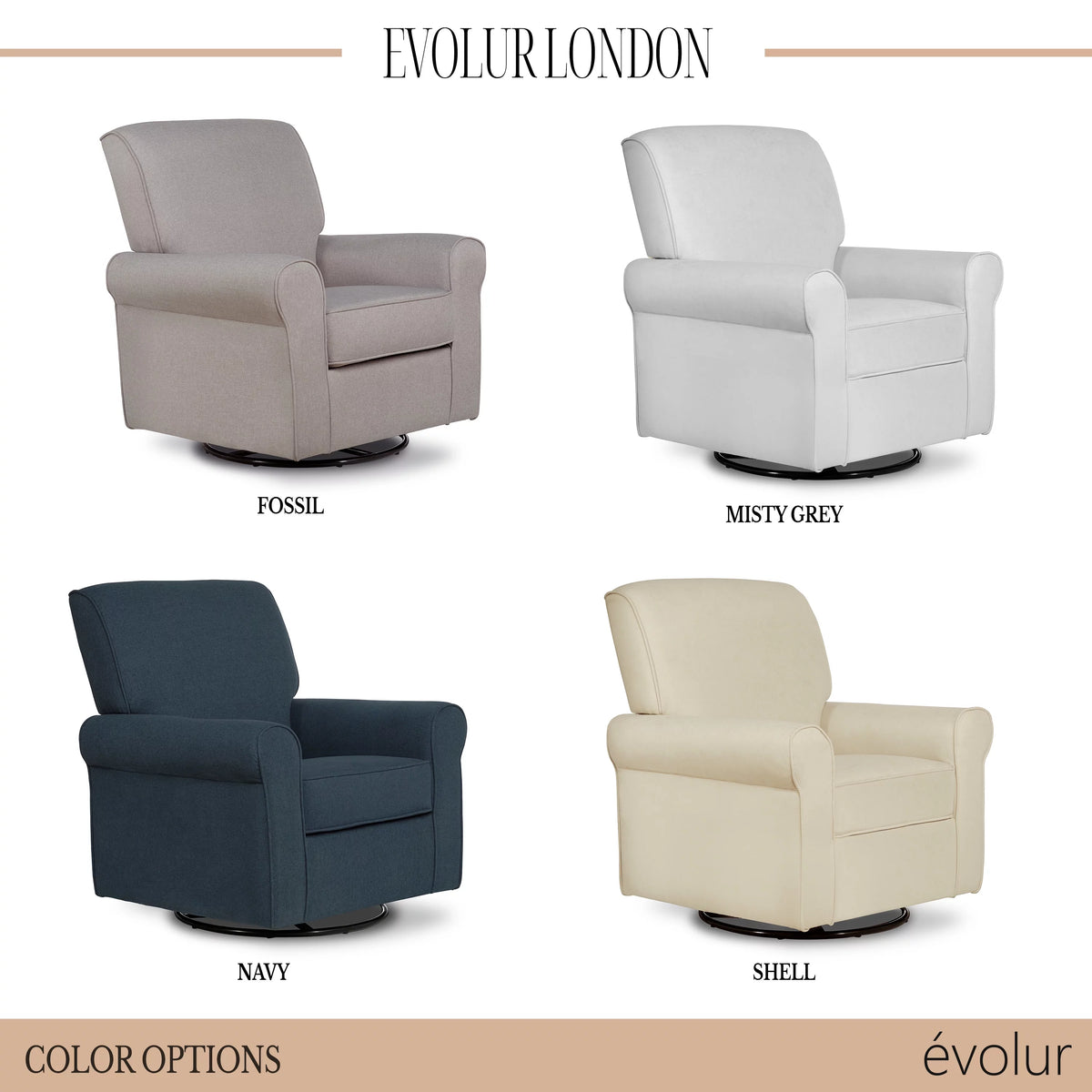 Gray Upholstered Swivel Glider T59043