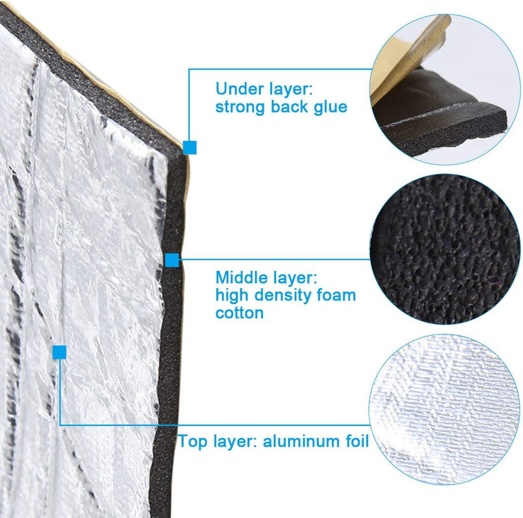 6.46sqft Car Sound Deadener Aluminum Foam Mat H732228