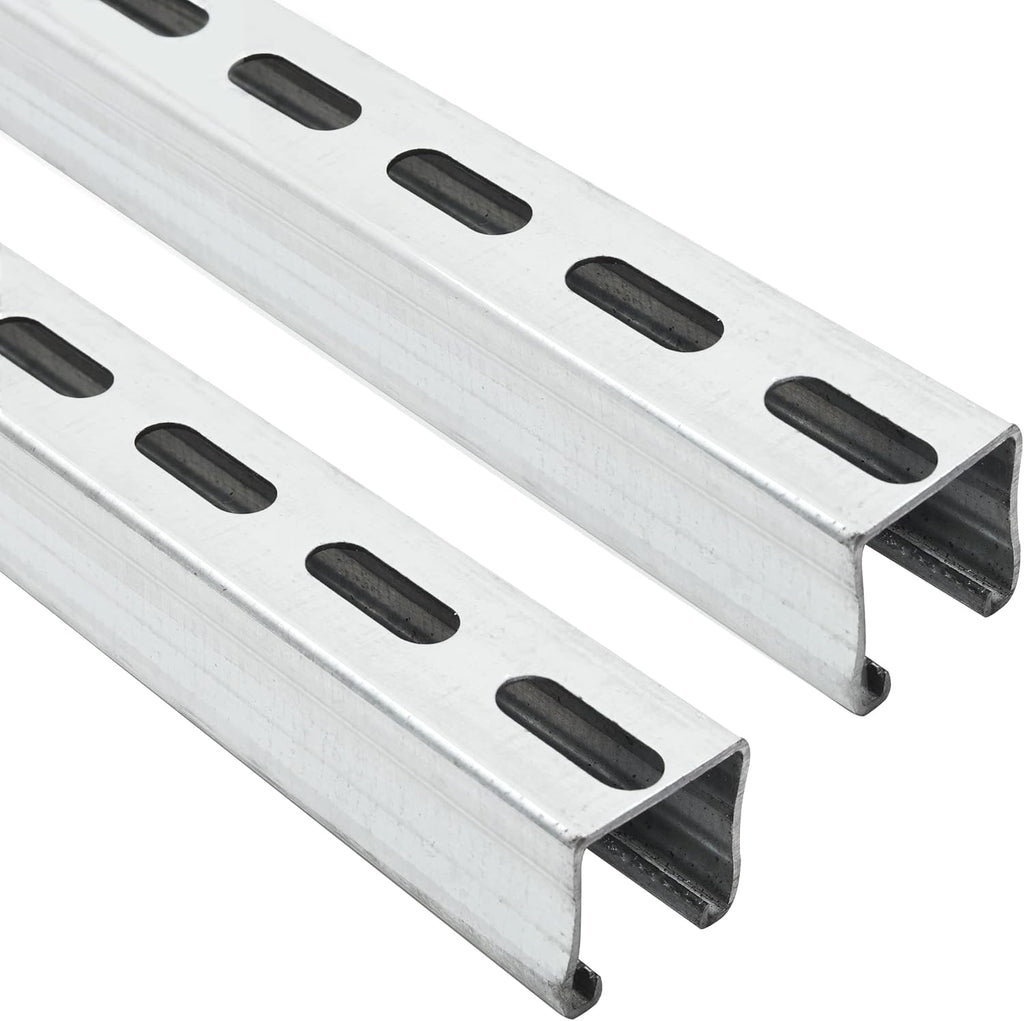 (2-Pack) 5 Feet x 1-5/8" Metal Strut Channels with Pre-Galvanized Zinc Coating - 12 Gauge Solid Strut Channels - Half Slotted Back Channels Pack of 2 F76619