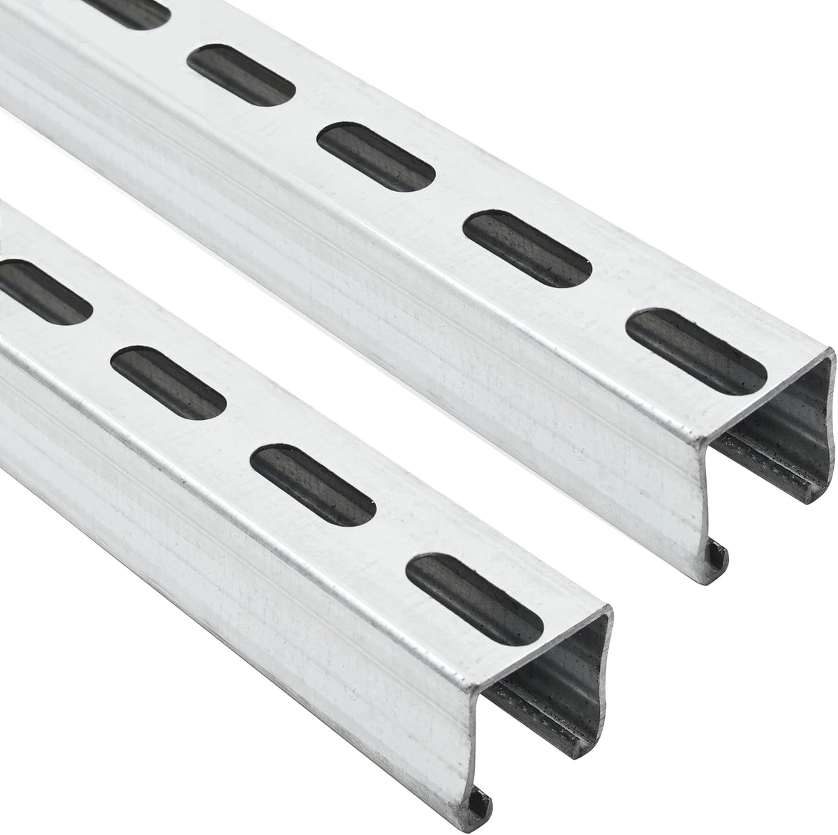 (2-Pack) 5 Feet x 1-5/8" Metal Strut Channels with Pre-Galvanized Zinc Coating - 12 Gauge Solid Strut Channels - Half Slotted Back Channels Pack of 2 F76619