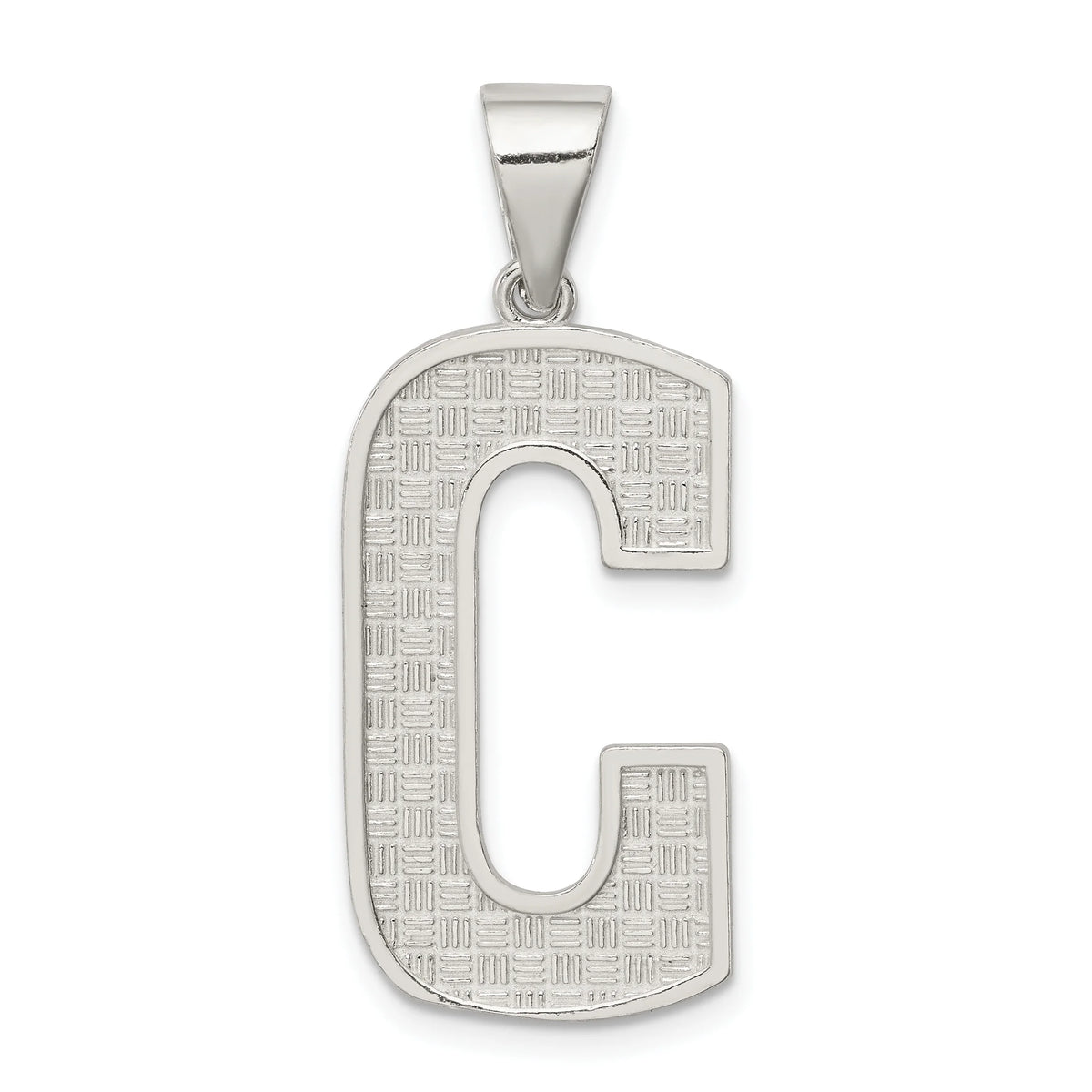 Sterling Silver Letter C Initial Charm Pendant with Rope Chain Necklace 20'' P53151
