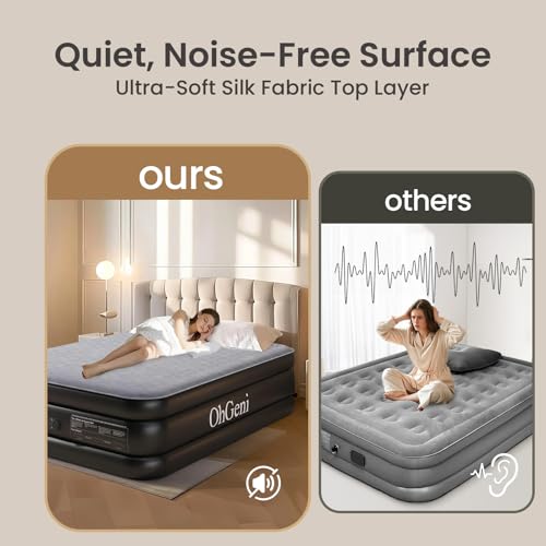 Queen Air Mattress with Built-in Pump, 18" Raised Inflatable Bed, Black L5090