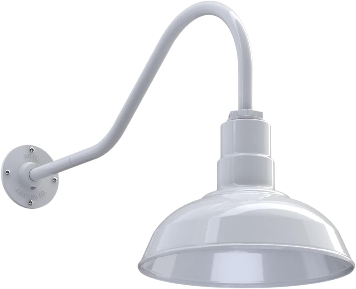 Matte Black 12 inch Dome 11 inch Gooseneck Outdoor Wall Mounted Barn Light D536