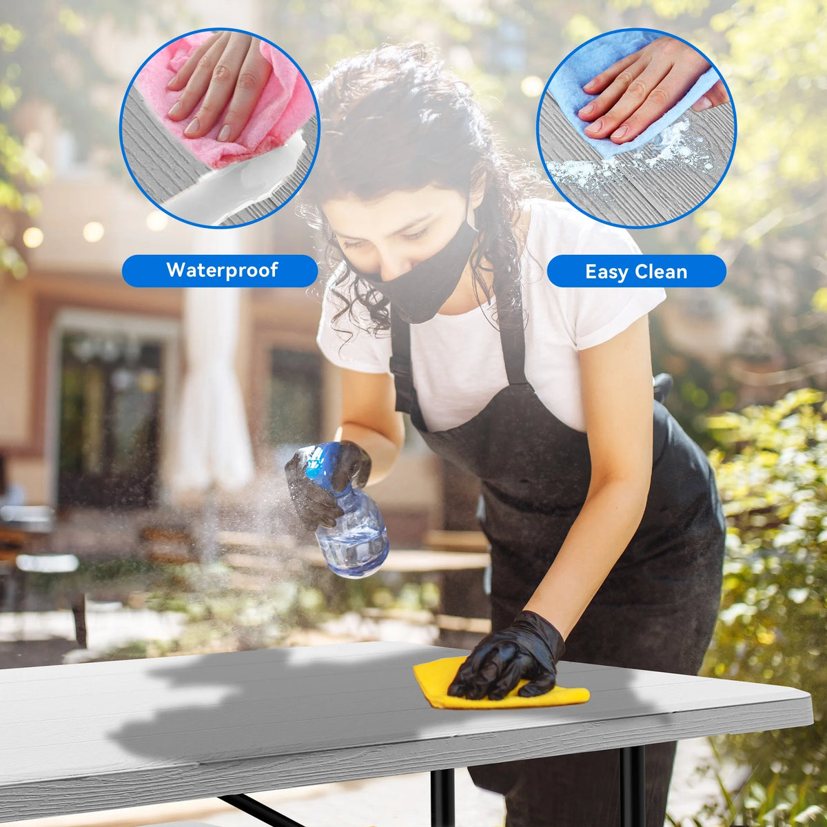 Heavy Duty Folding Picnic Table and Bench White X776