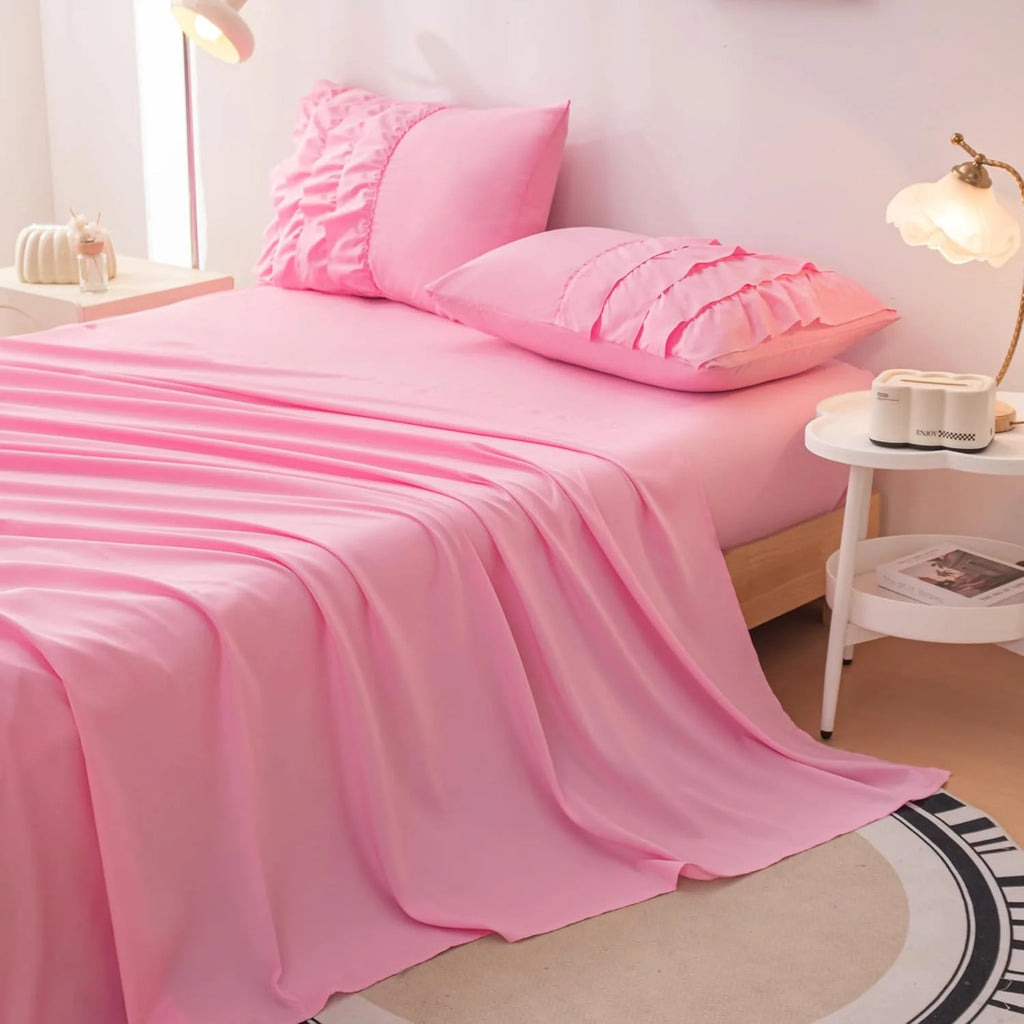 Purple Ruffle 5 Pcs Full Comforter Bedding Set J55649