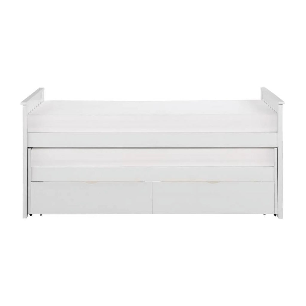 White Wood Twin Bed with Storage Boxes T177859