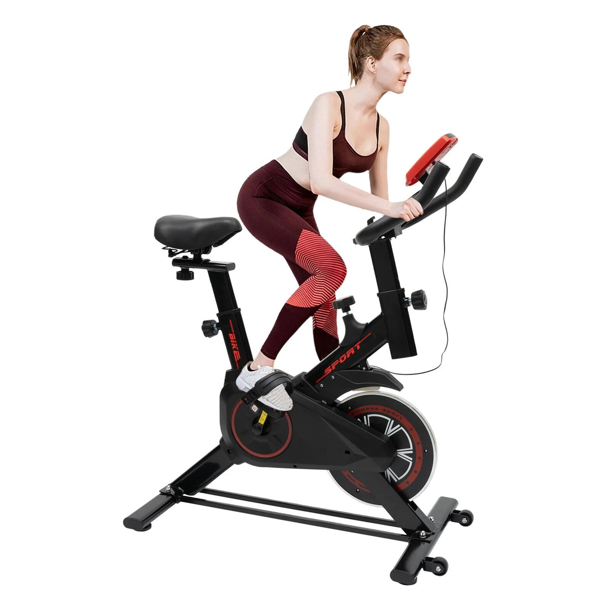 Indoor Cycling Exercise Bike Black U394801