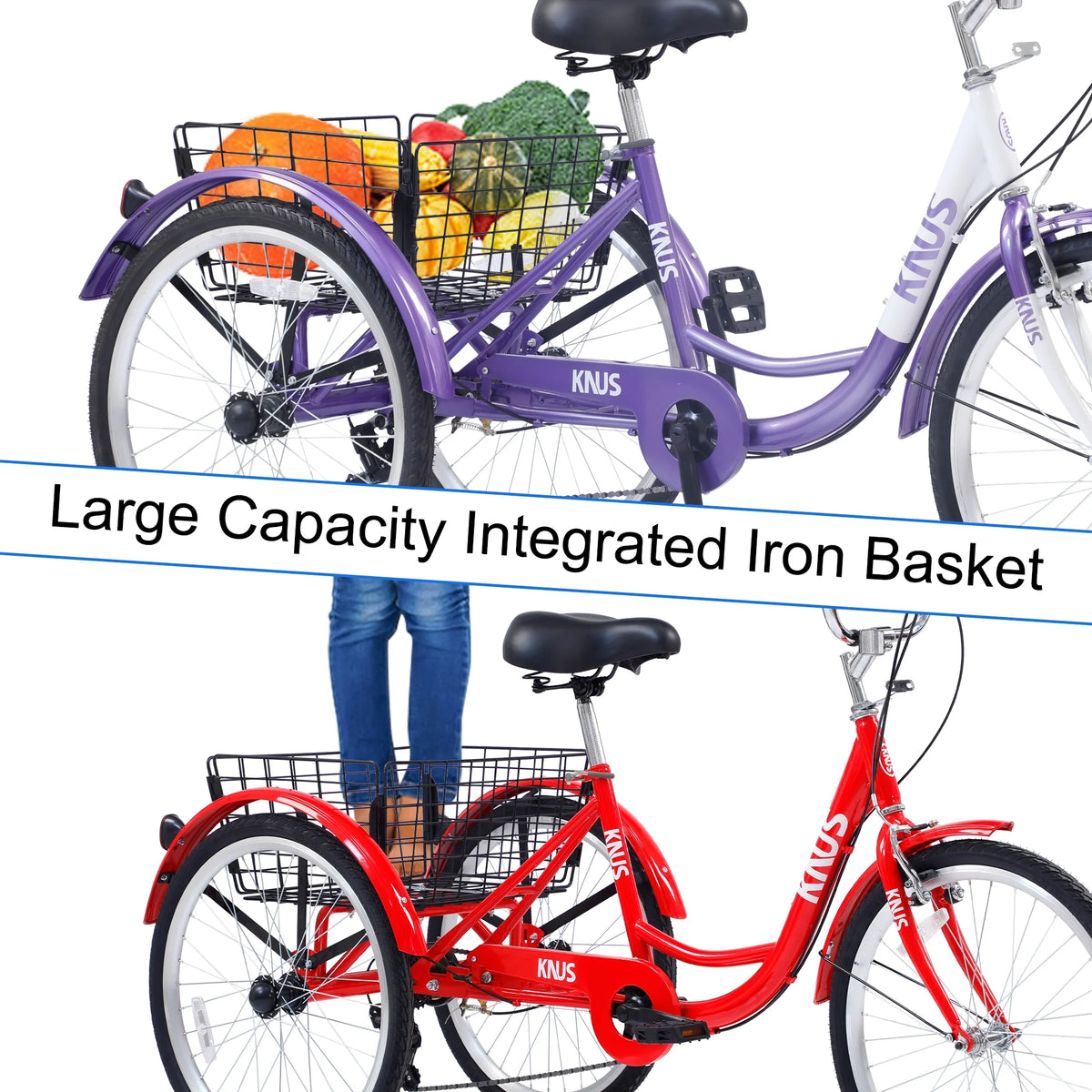 26 inch Single Speed Three Wheel Cruiser Bike with Large Basket P507