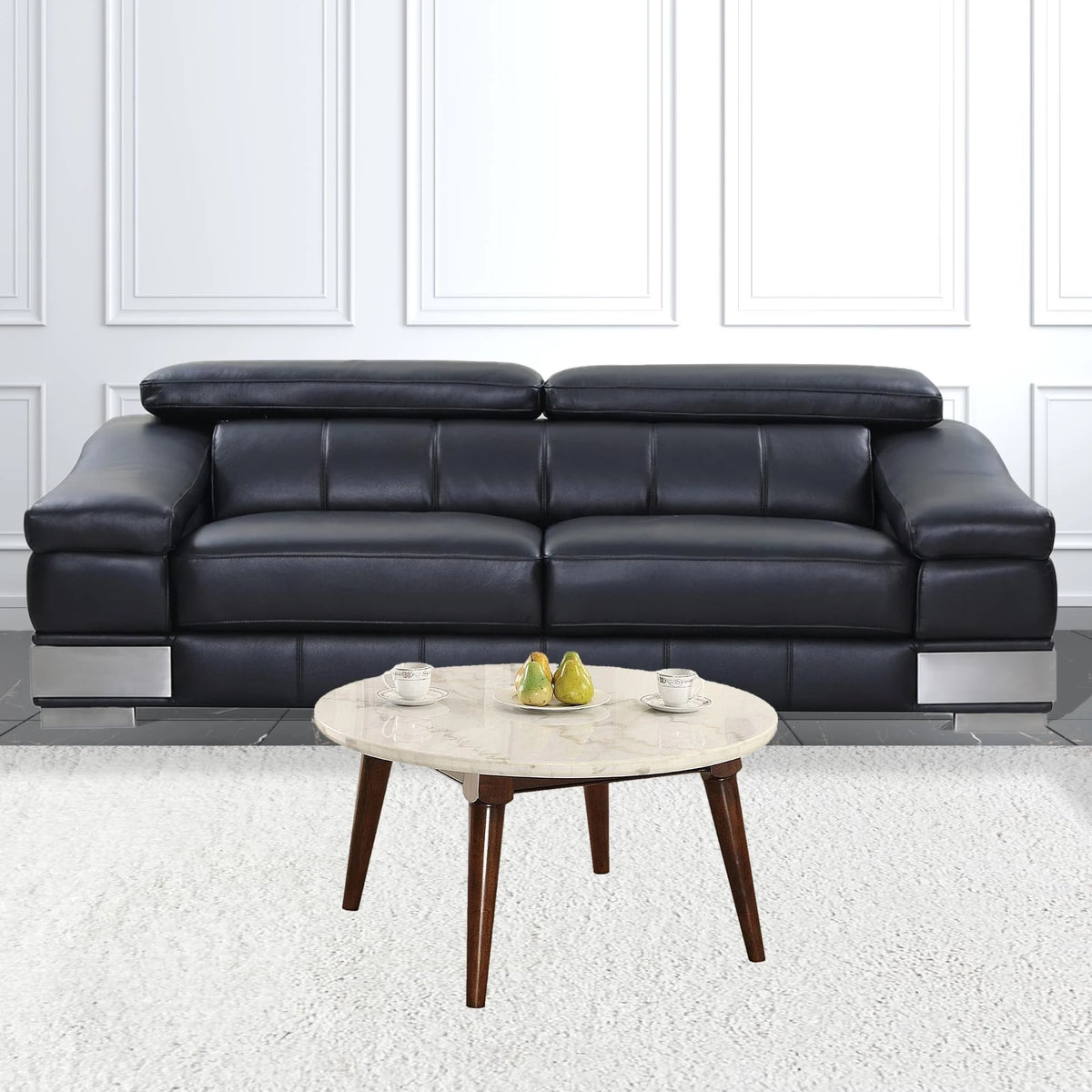 Walnut Marble Round Coffee Table E568749