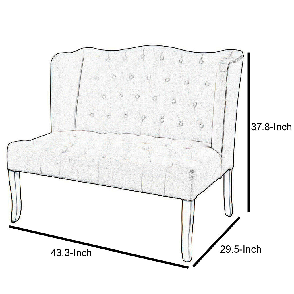 Cream Fabric Wingback Loveseat C419