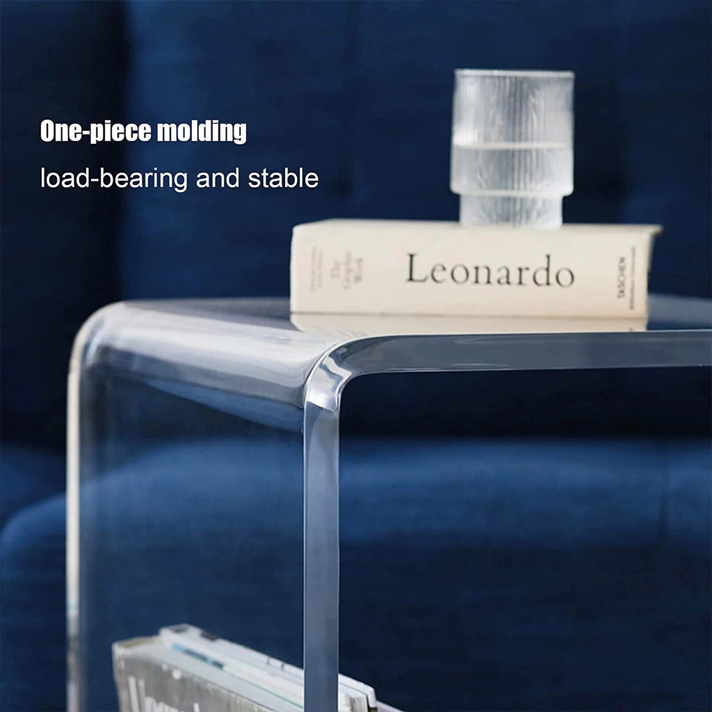 Clear Acrylic C-Shaped Bedside Table on Wheels N934452