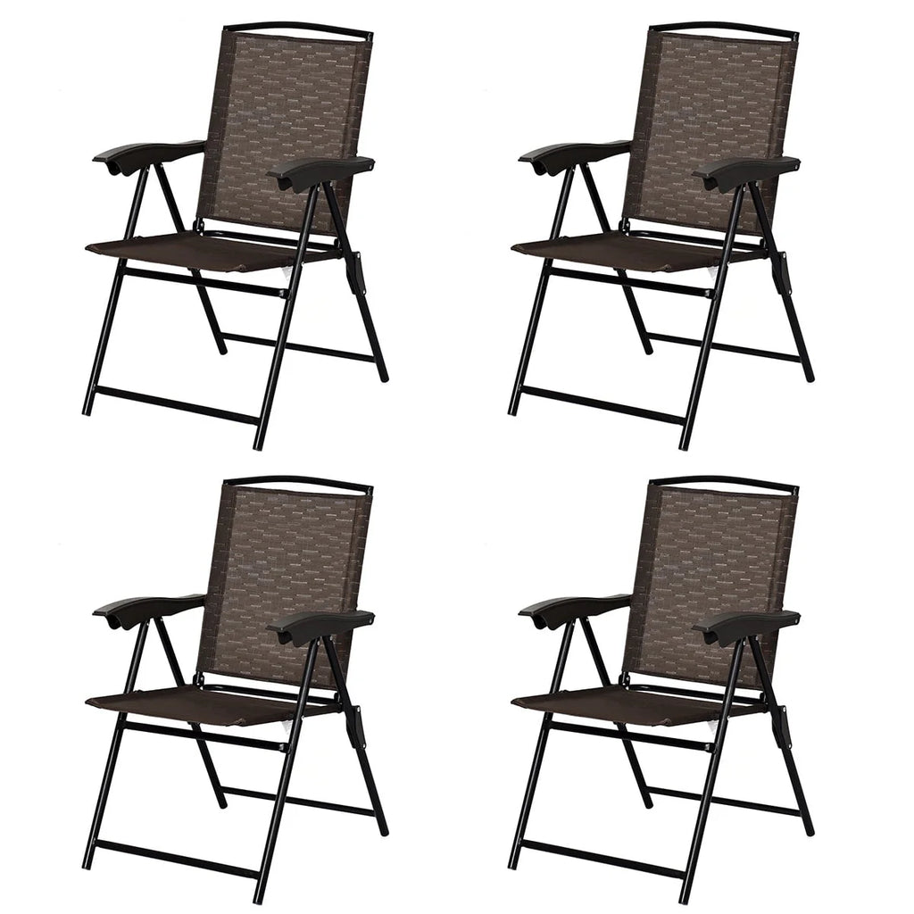 Set of 4 Folding Sling Chairs Steel Armrest L634