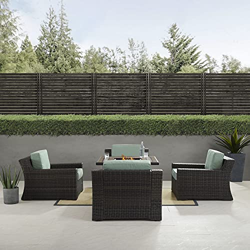 5-Piece Wicker Outdoor Chair Patio Furniture Set with Fire Pit Table K9962