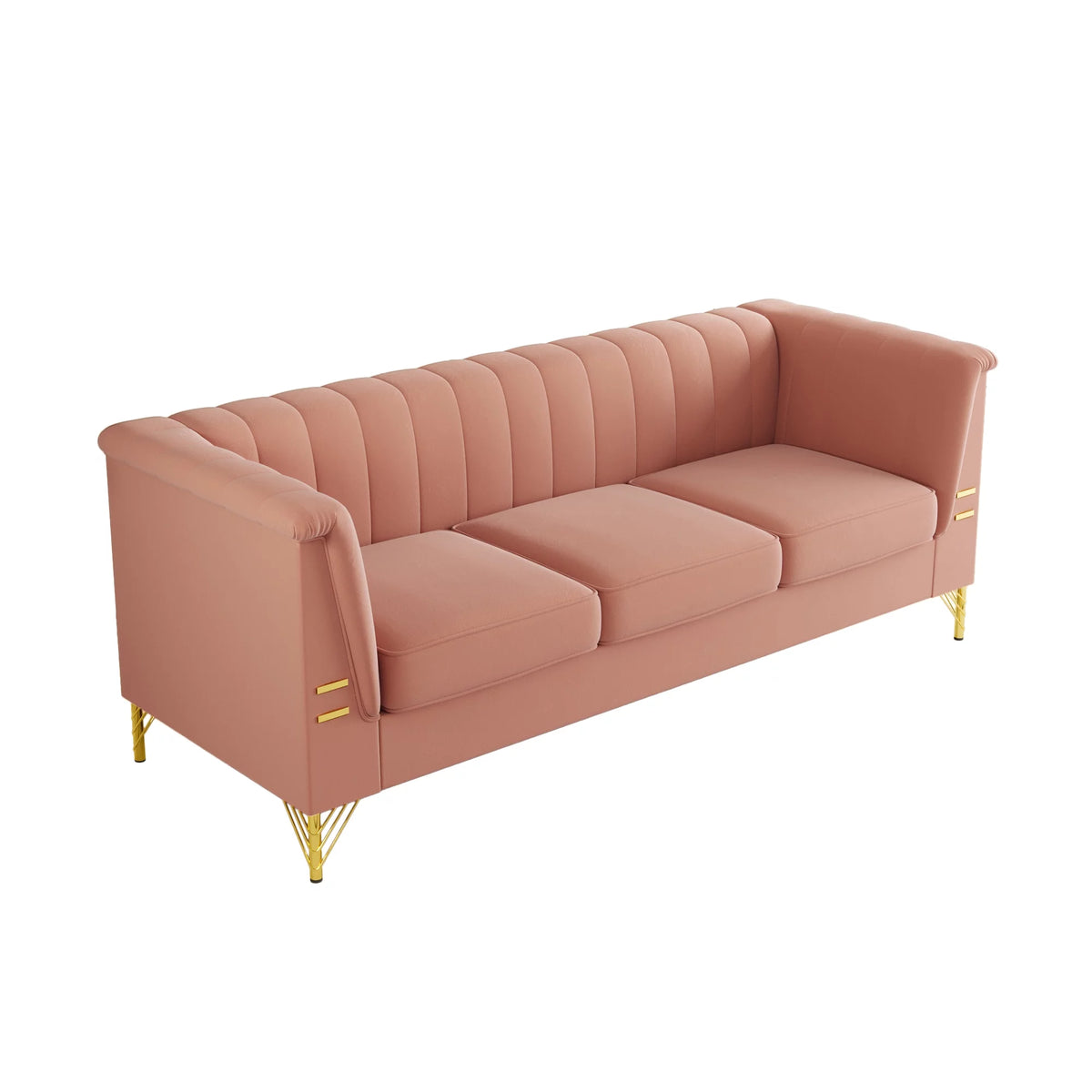 Velvet 3-Seater Sofa with Gold Metal Legs F846920