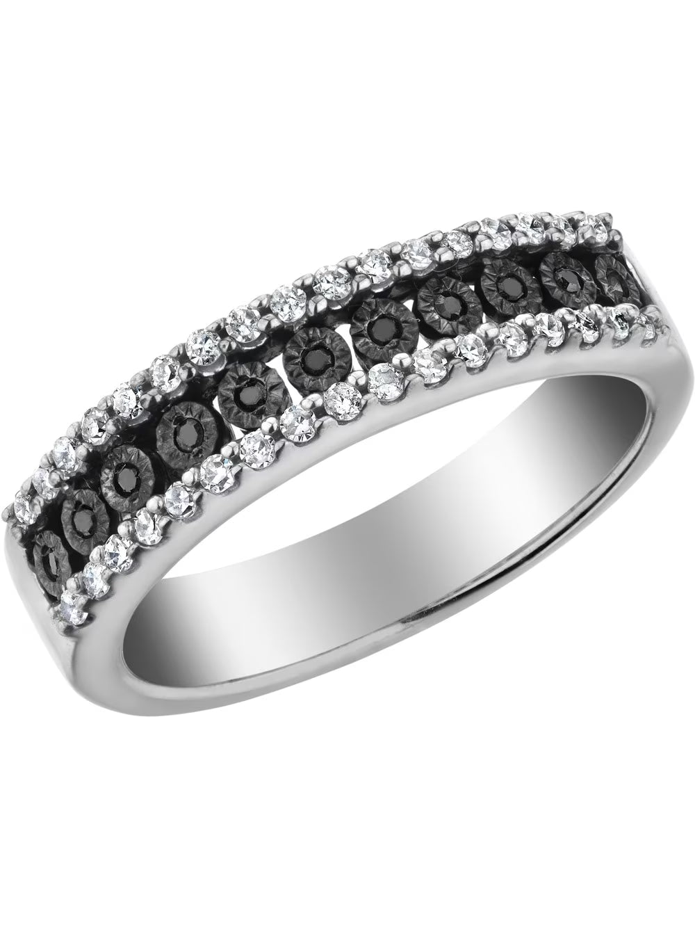 Black & White Diamond Ring in Sterling Silver C3141