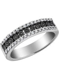 Black & White Diamond Ring in Sterling Silver C3141