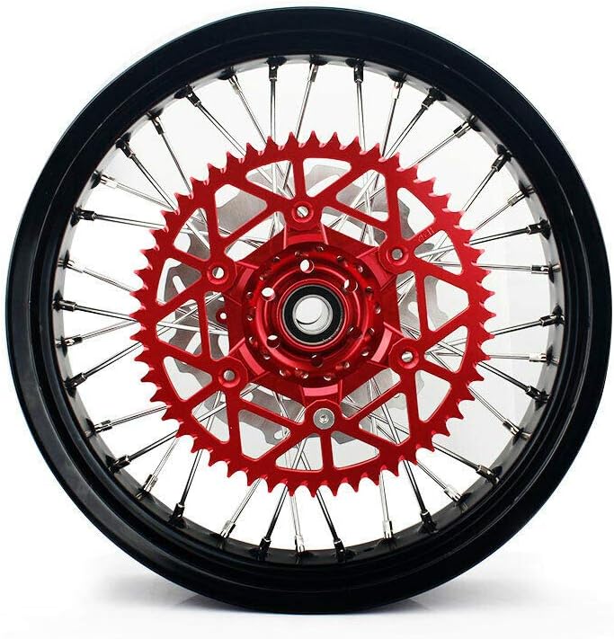17" Supermoto Wheel Set with Brake Rotors and Rear Sprocket U1612