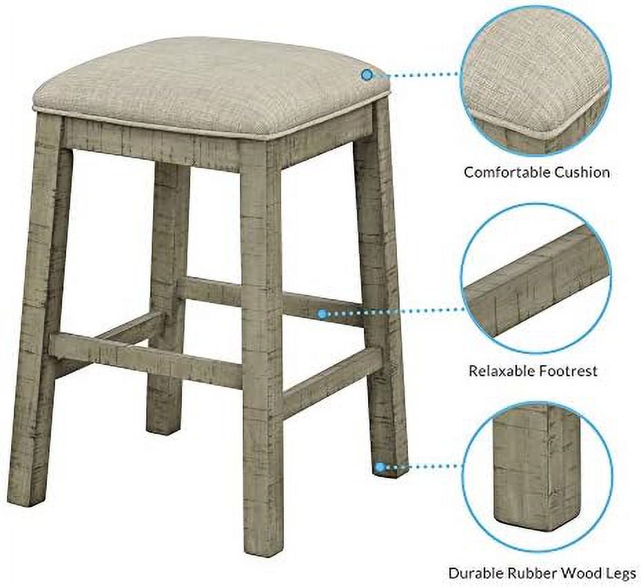 4-Piece Counter Height Dining Table Set with 3 Leather Padded Stools Z414082