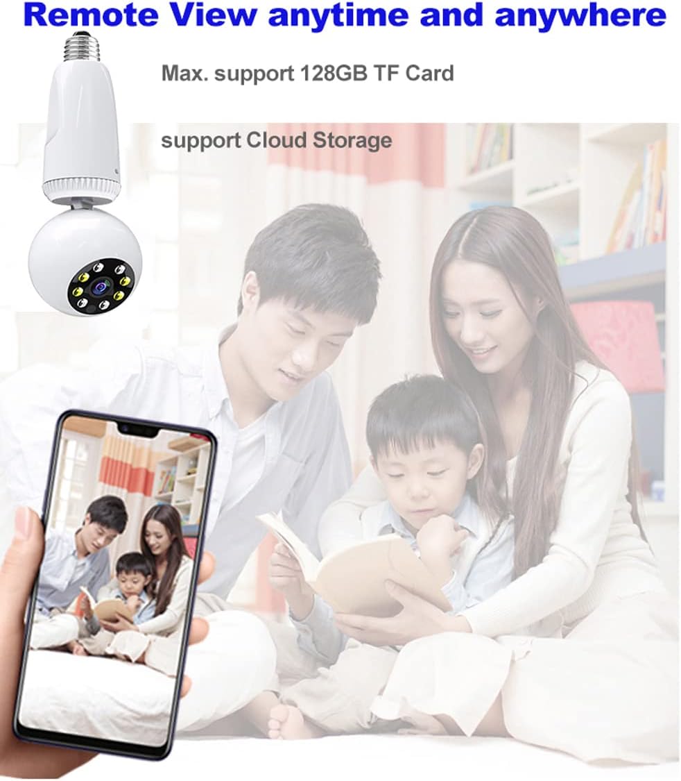 2MP 1080P Wireless Lightbulb Powered PTZ Security Camera with E27 Bulb Connector, Pack of 2 I5562