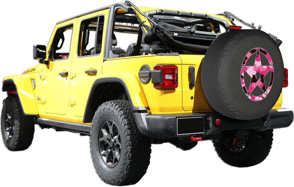 Pink Print Soft JL Tire Cover for Jeep Wrangler with Back-up Camera Pack of 2 Q1871