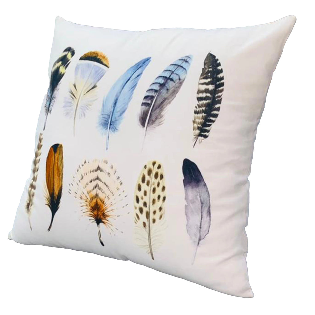 White Multicolor Cotton Throw Pillow I2311