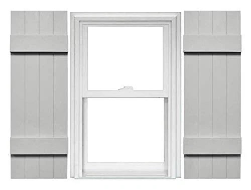 4 Board and Batten Joined Vinyl Shutters (1 Pair) - 14 x 39 Paintable S242241