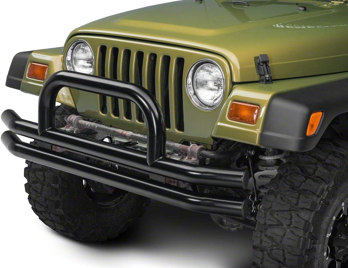 Gloss Black Double Tubular Front Bumper with Over-Rider Hoop H637