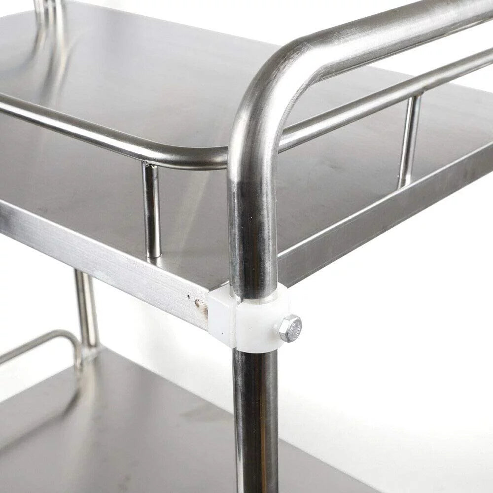 2 Layers Stainless Steel Utility Cart with Locking Wheels D936712