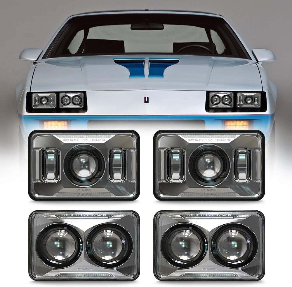 4x6 LED Headlights Hi/Lo Beam Rectangular Headlight Replacement - 4pcs M72694