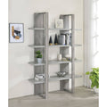 4-Shelf Two-Tone Bookcase Grey Driftwood Cement M94826