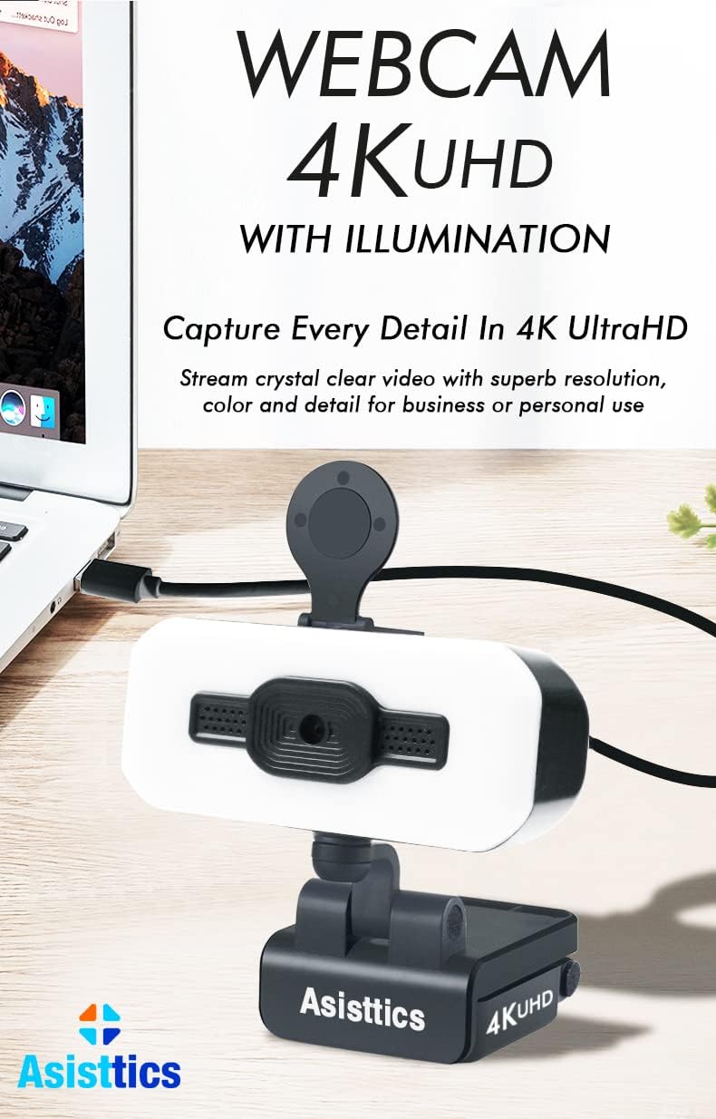 4K Webcam with Microphone and Ring Light T226833