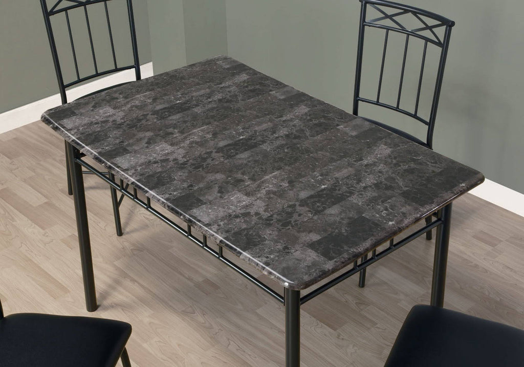 5pcs Grey Foam Metal Leather Look Dining Set T9700