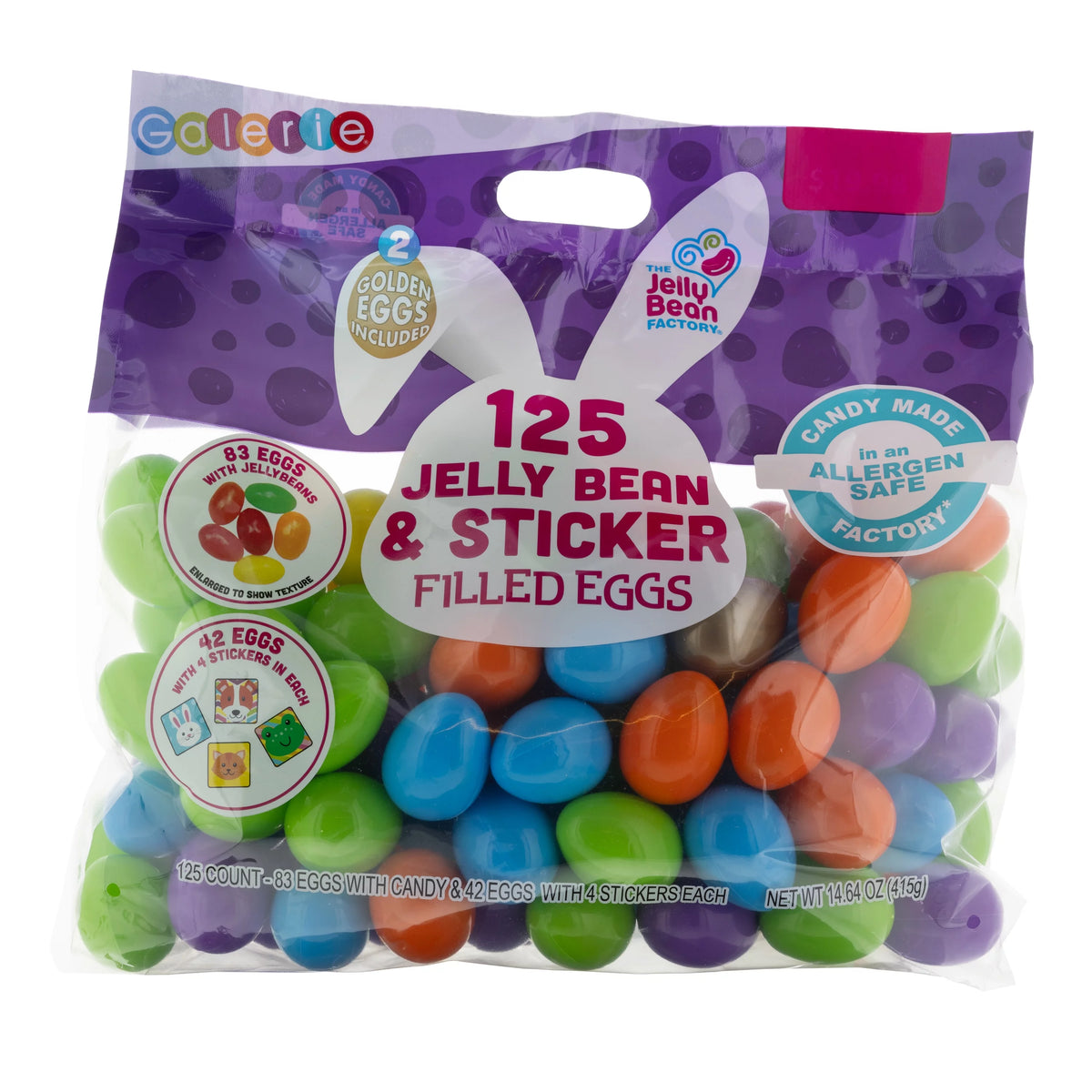 125 Count Egg Hunt Bag with Jellybeans and Stickers 14.64 oz U845007
