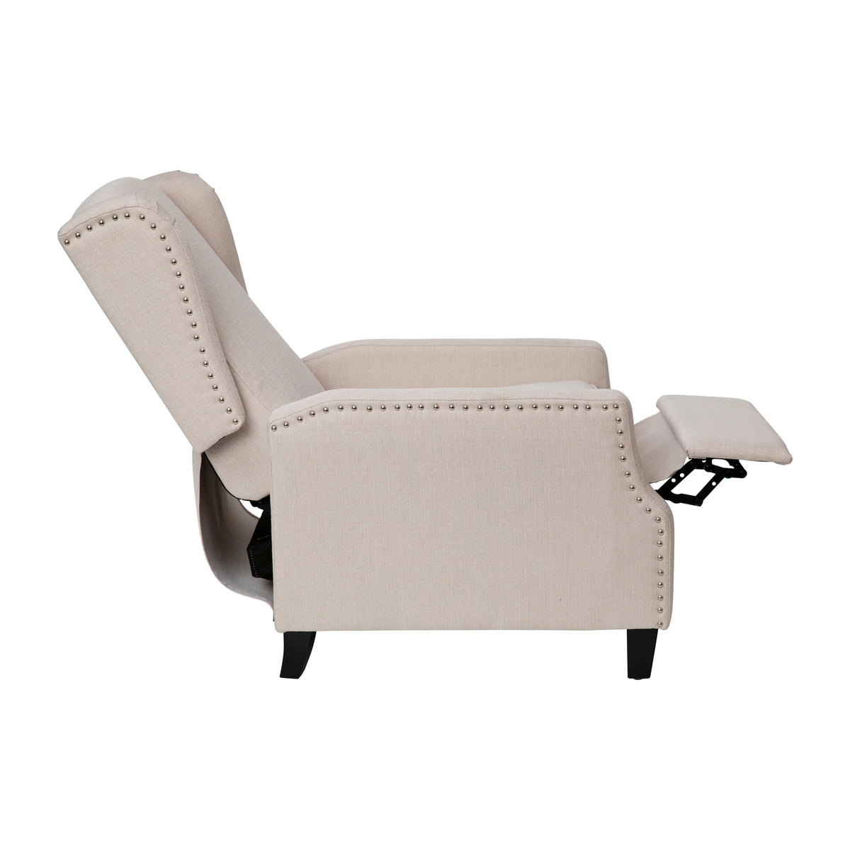 Cream Fabric Wingback Manual Recliner T35963