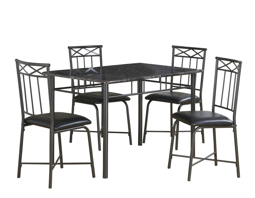 5pcs Grey Foam Metal Leather Look Dining Set T9700