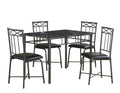 5pcs Grey Foam Metal Leather Look Dining Set T9700