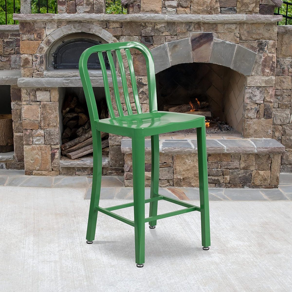 Silver Metal Indoor-Outdoor Counter Height Stool T5722