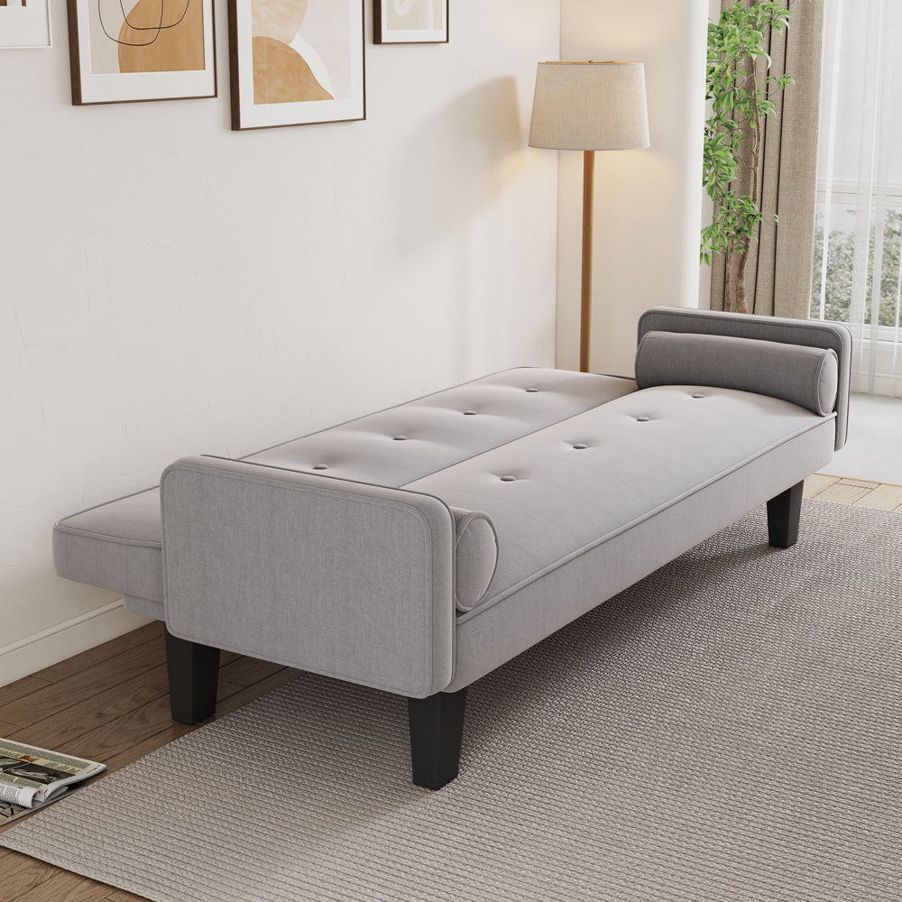 Dark Grey Cotton Linen Sleeper Sofa Bed with Two Pillows J591