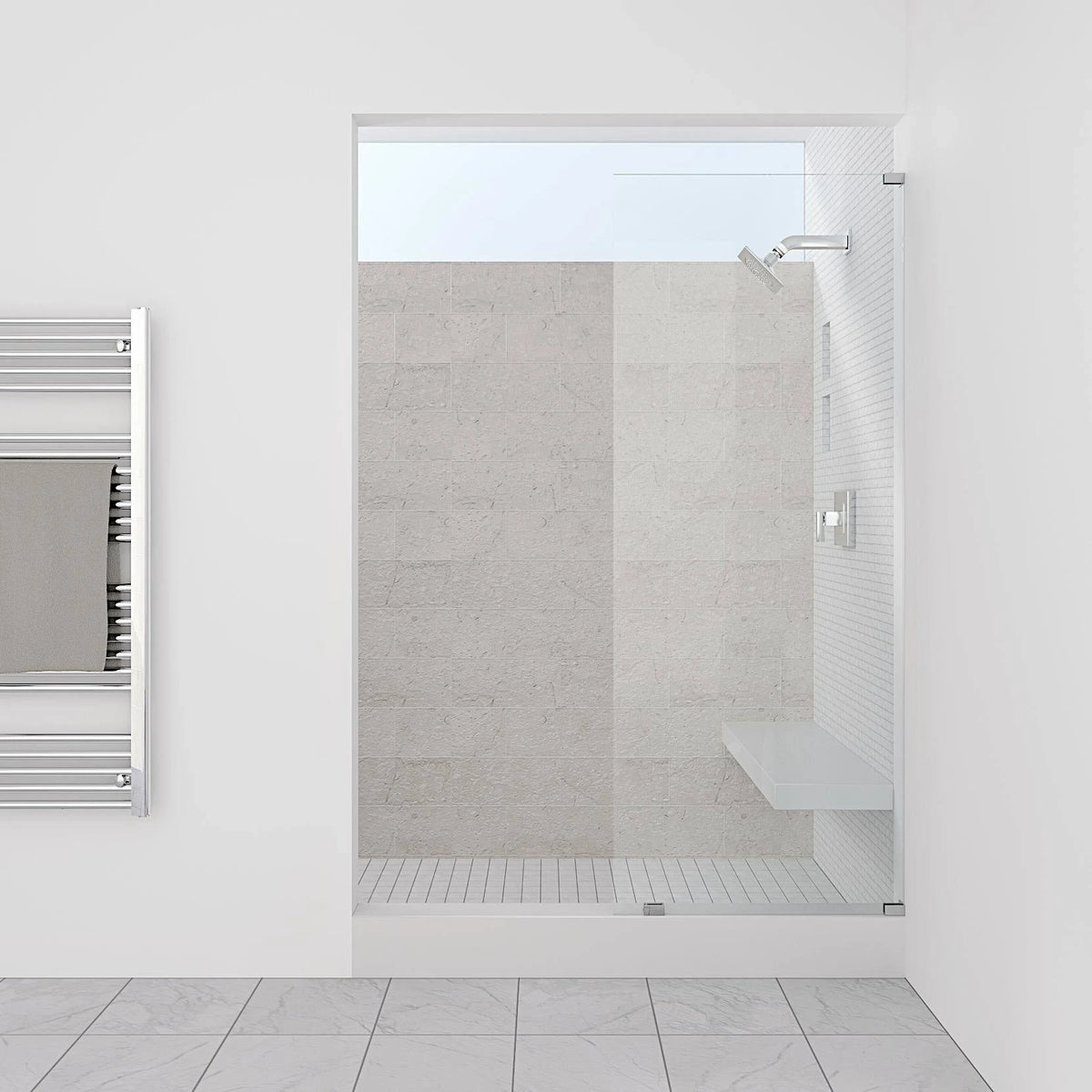 Matte Black Frameless Fixed Glass Shower Panel F895