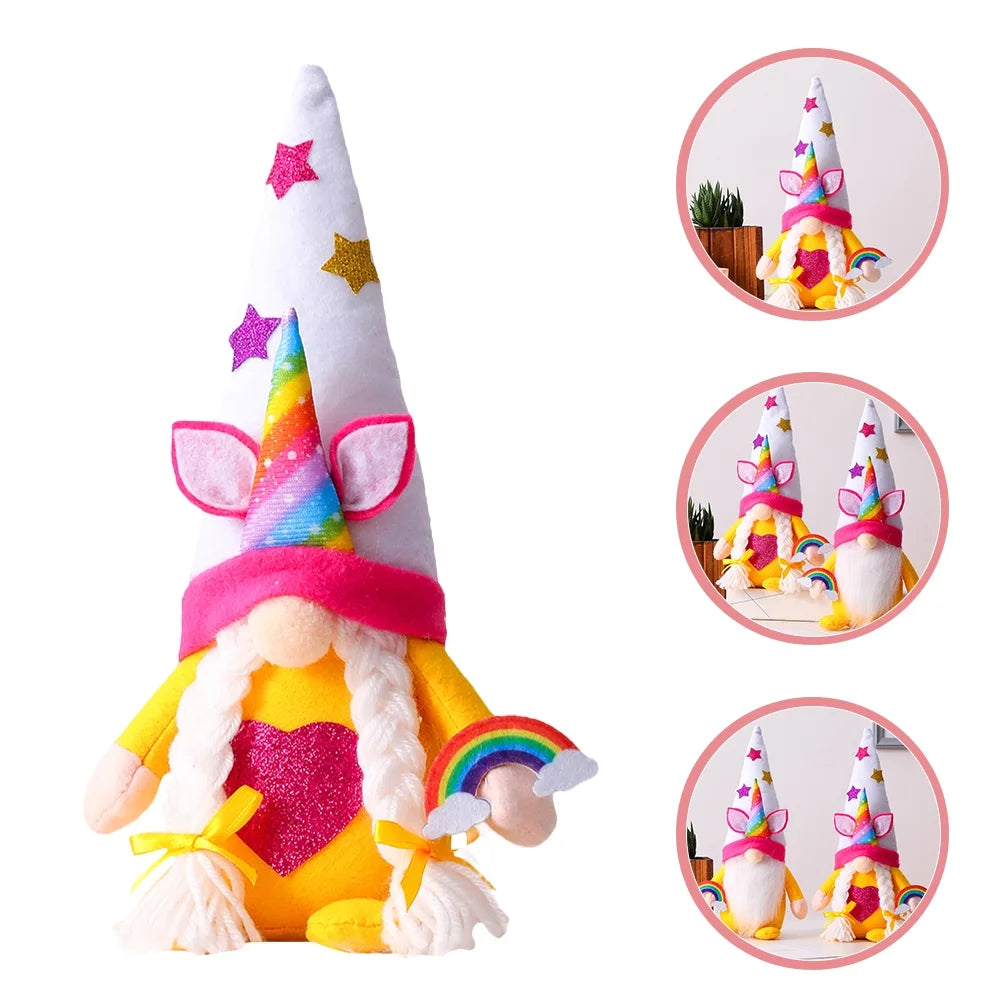 Unicorn Rainbow Plush Gnome Doll Z48932