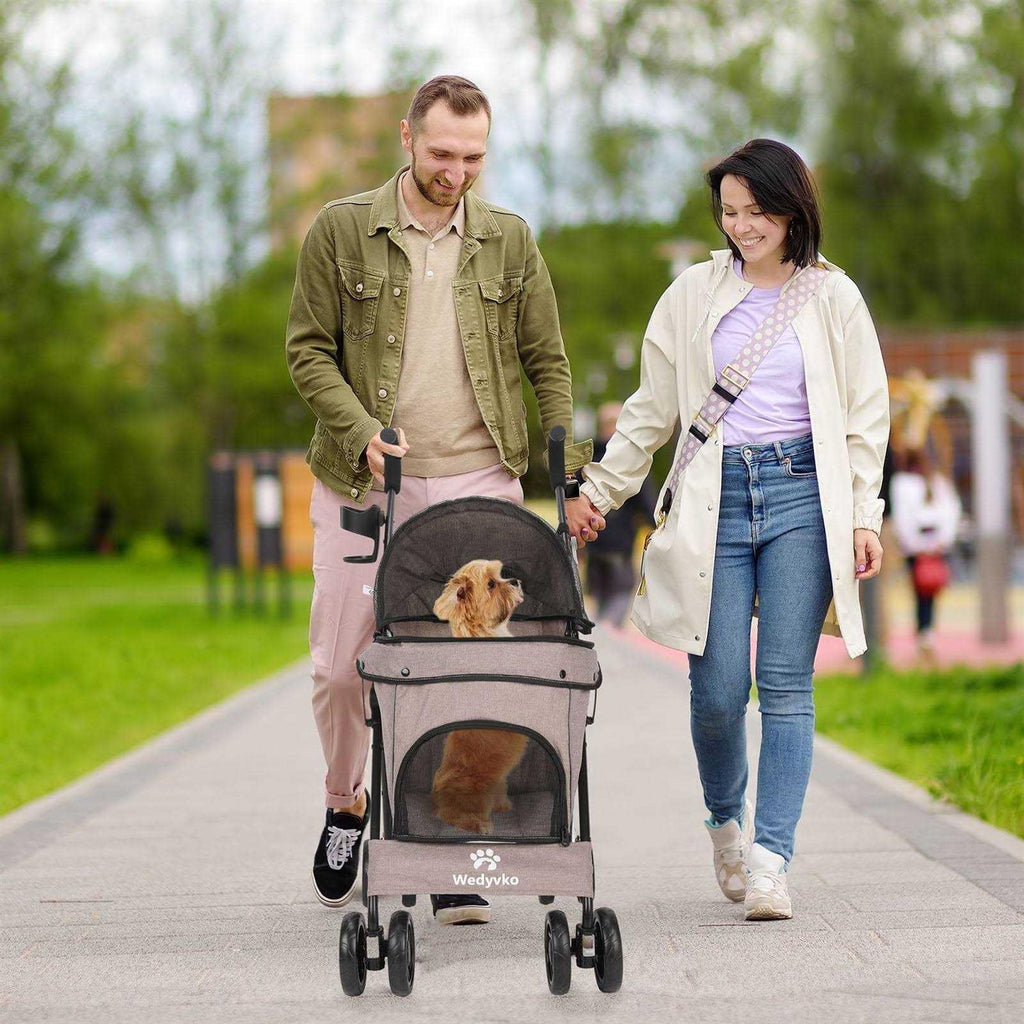 4 Wheels Foldable Pet Dog Stroller with Cup Holder U162237