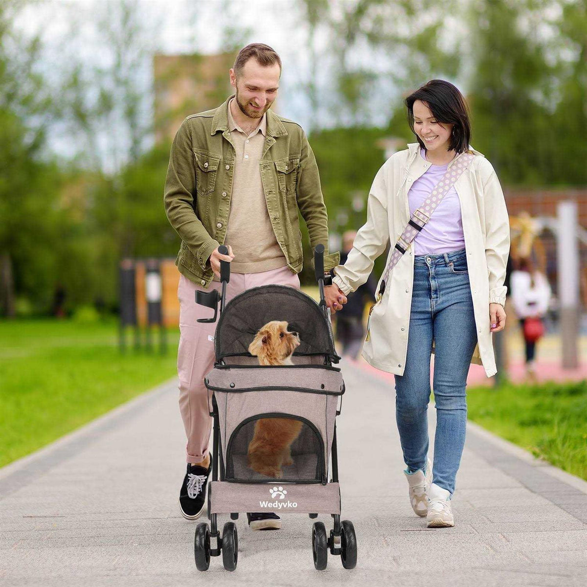 4 Wheels Foldable Pet Dog Stroller with Cup Holder U162237
