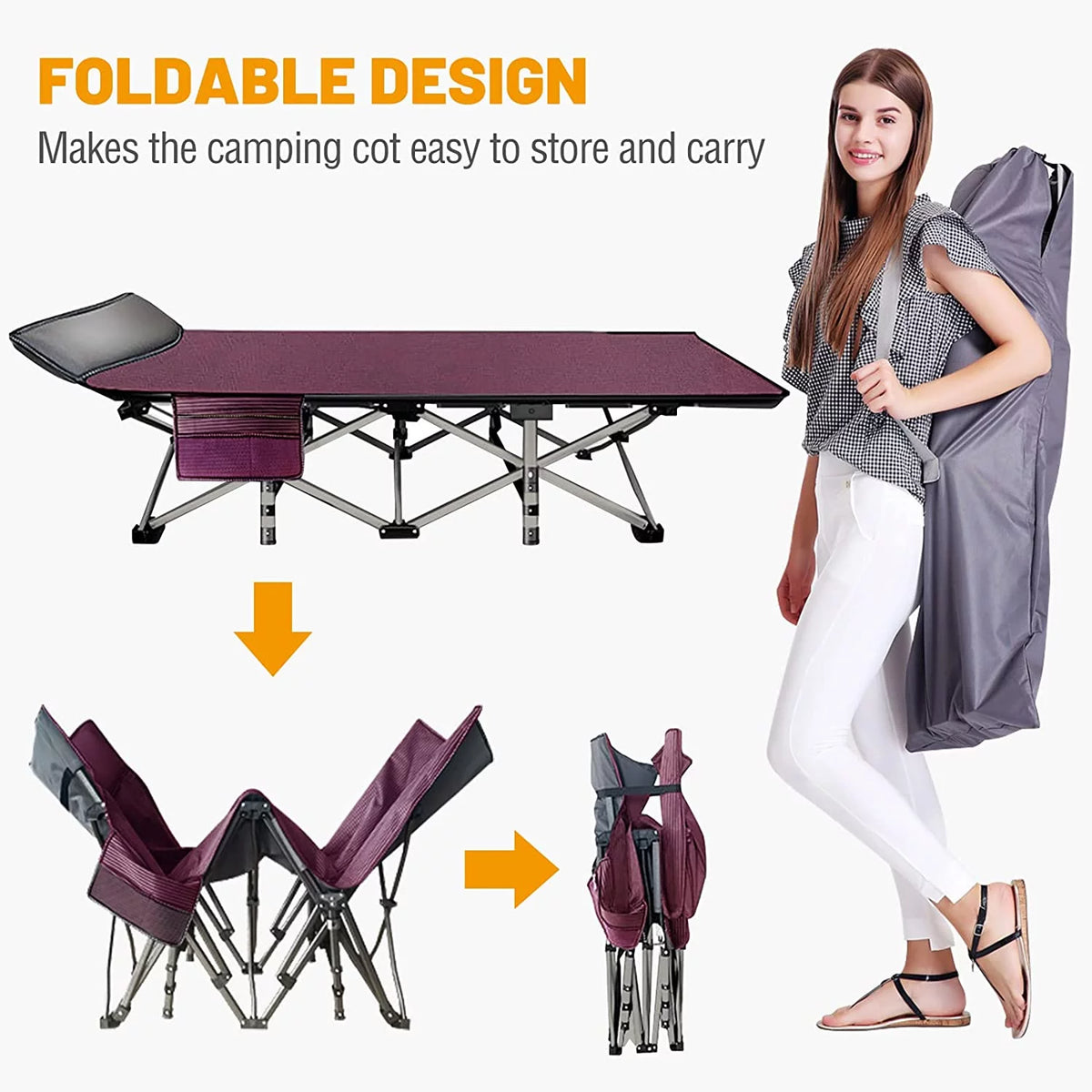 Folding Bed with Mattress and Carrying Bag W411557