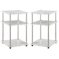 White Faux Marble Three-Tier End Table Set of 2 B19957